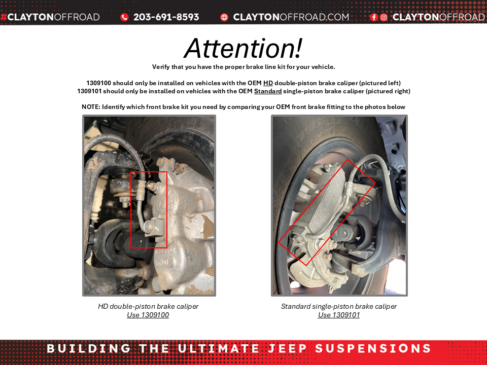 Jeep Front Brake Lines 2018  JL Clayton Off Road