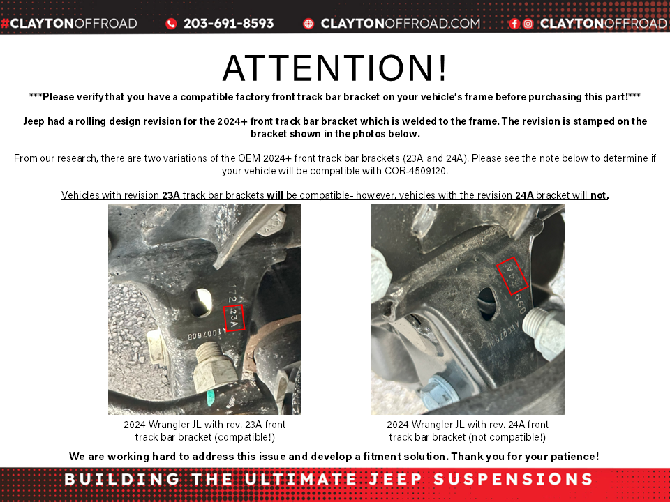 Jeep Front Track Bar Bracket Brace 2018  JL/JT Clayton Off Road